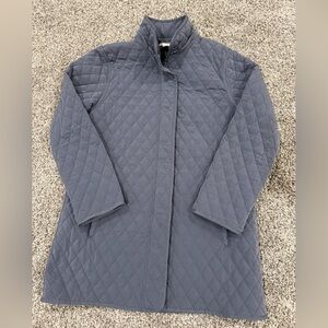 Garnet Hill Recycled quilted car coat in bluestone, size 10 women's READ